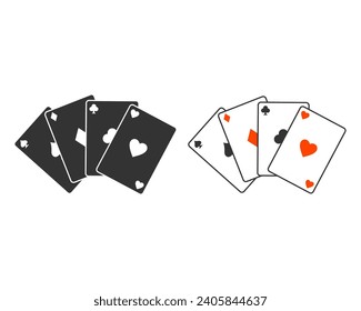 Playing cards in flat style, vector icon set
