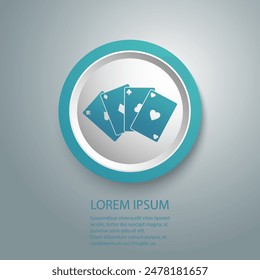Playing cards in flat style, vector blue icon