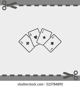 Playing cards flat vector icon. 