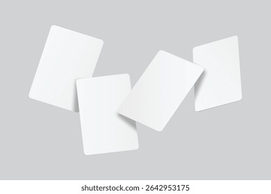 Playing cards flying mockup. Blank cards deck of poker hand, successful game, bet, casino ads, gambling business, game card or note cards, greeting card, invitation, credit card, business card 
