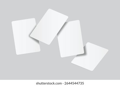 Playing cards flying mockup. Blank cards deck of poker hand, successful game, bet, casino ads, gambling business, game card or note cards, greeting card, invitation, credit card, business card
