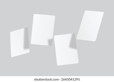 Playing cards flying mockup. Blank cards deck of poker hand, successful game, bet, casino ads, gambling business, game card or note cards, greeting card, invitation, credit card, business card