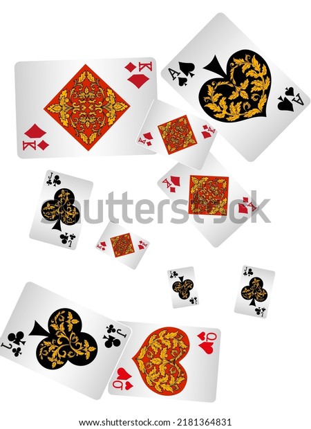 Playing Cards Flying On White Background Stock Vector (Royalty Free ...