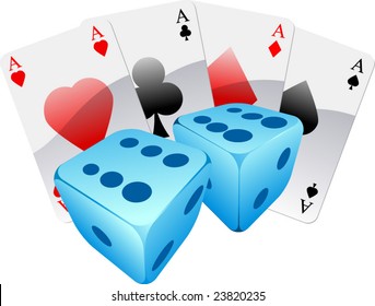 Playing cards. Four aces poker.