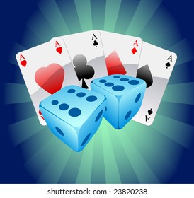 Playing cards. Four aces poker.