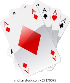 Playing cards. Four aces poker.