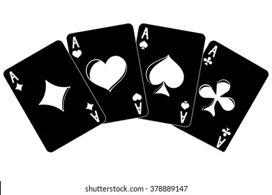 Playing cards. four aces. Vector illustration isolated on white background.