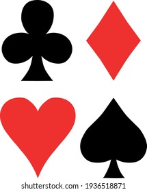Playing cards, the four French suits