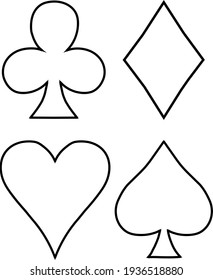 Playing cards, the four French suits