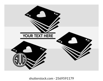 Playing Cards, Full Deck Playing Cards, Aces, Poker Cards, Royal Flush, Playing Cards Silhouette, Hearts, Spades, card game, Clubs,  Diamonds, Poker, silhouette, vector, 