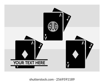 Playing Cards, Full Deck Playing Cards, Aces, Poker Cards, Royal Flush, Playing Cards Silhouette, Hearts, Spades, card game, Clubs,  Diamonds, Poker, silhouette, vector, 