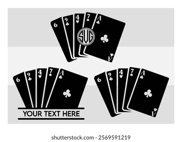 Playing Cards, Full Deck Playing Cards, Aces, Poker Cards, Royal Flush, Playing Cards Silhouette, Hearts, Spades, card game, Clubs,  Diamonds, Poker, silhouette, vector, 