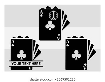 Playing Cards, Full Deck Playing Cards, Aces, Poker Cards, Royal Flush, Playing Cards Silhouette, Hearts, Spades, card game, Clubs,  Diamonds, Poker, silhouette, vector, 