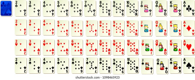 Playing cards, full deck cartoon vector