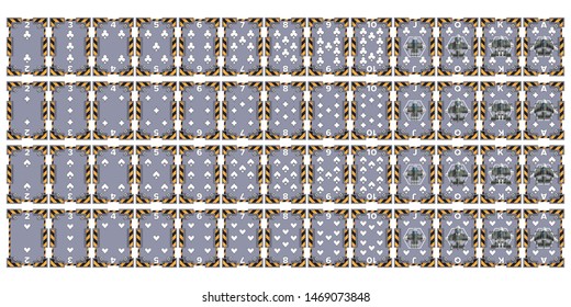 Playing cards, full deck. Futuristic style. Isolated on white background. Vector illustration.
