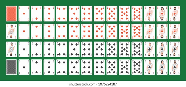 playing cards full set isolated on Green background