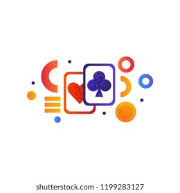Playing cards, gambling element vector Illustration on a white background
