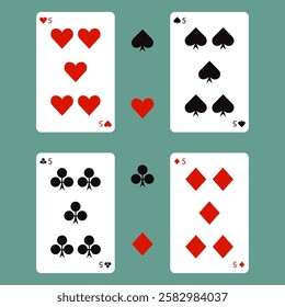 Playing cards, gaming set, vector illustration.