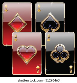 playing cards gold and diamond gold style