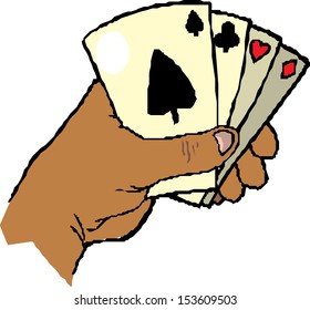 Playing cards in hand