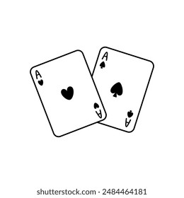 Jugando cartas. Dibujado a mano ilustración.