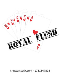 Playing cards hand showing Royal Flush
