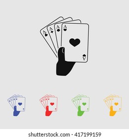 playing cards in hand. Vector icon