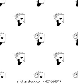 playing cards in hand. Vector icon