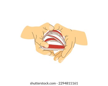 Playing cards in hands flat illustration. Card shuffling. Croupier in casino.. Vector illustration for gambling industry Cards, rules and web banners for online casino.