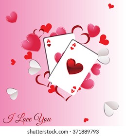Playing cards heart ace. I Love You message