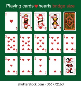 Playing cards. Hearts. Bridge size