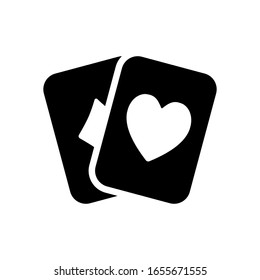 Playing cards, hearts and diamonds. Black icon on white background