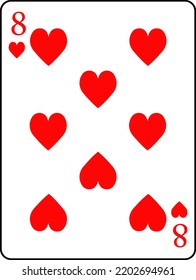 Jugando cartas. Corazones ocho. Un mazo de cartas de póquer.