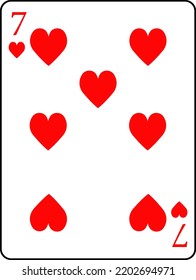 Playing cards. Hearts seven. A deck of poker cards.