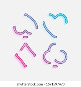 Playing cards. Hearts, spades, diamonds, clubs. Linear style. Colored logo with diagonal lines and blue-red gradient. Neon graphic, light effect