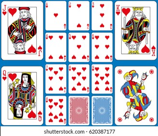 Jugar cartas corazones suite. Figuras originales de doble tamaño e inspiradas en la tradición francesa.
