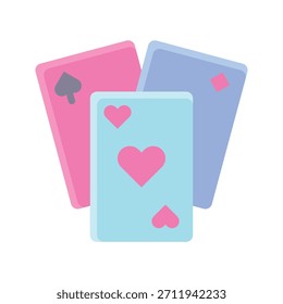 Playing Cards Hearts Vector Illustration, Flat Style Game Icon