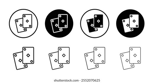Playing cards icon Black and white outline vector