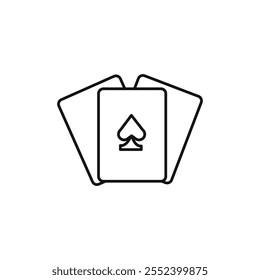 Playing cards icon black and white vector outline sign