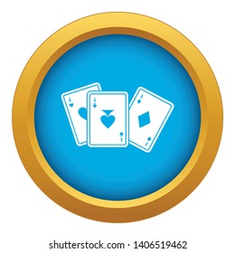 Playing cards icon blue vector isolated on white background for any design