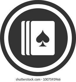 Playing Cards icon , dark circle sign design