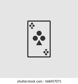 Playing cards icon flat. Black pictogram on grey background. Vector illustration symbol