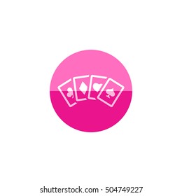 Playing cards icon in flat color circle style. Game gambling leisure set shape spade heart ace