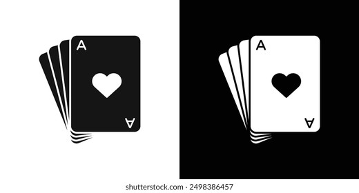 Playing cards icon flat line symbol set.