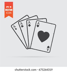 Playing cards icon in flat style isolated on grey background. For your design, logo. Vector illustration.