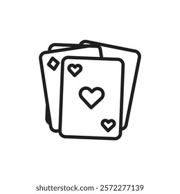 Playing cards icon Flat vector set outline