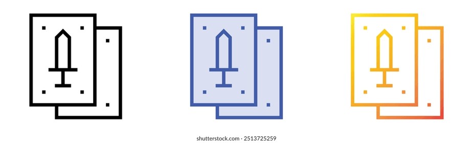 playing cards icon. Linear, Blue Fill and Gradient Style Design Isolated On White Background