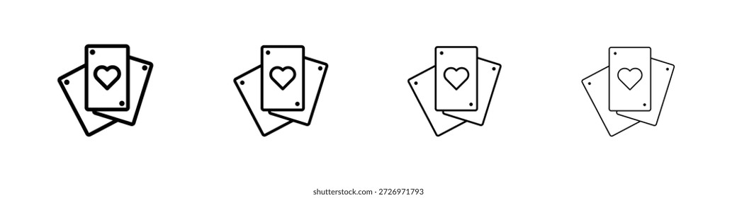 Ícone de cartas de jogo no estilo moderno de linha de traçado. Vetor 10 eps