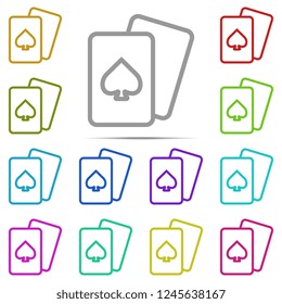 playing cards icon in multi color. Simple outline vector of web, minimalistic set for UI and UX, website or mobile application