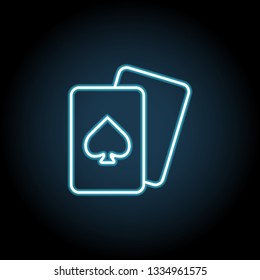 playing cards icon in neon style. Simple thin line, outline vector of web, minimalistic icons for UI and UX, website or mobile application